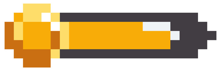 Coin bar 8-bit elements pixel art. Pixelated progressor, power, energy, mana level, money reserve