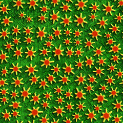 Seamless Texture yellow flowers on a green background