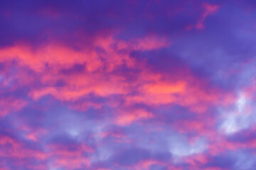 beautiful sunset sky with pink clouds as background