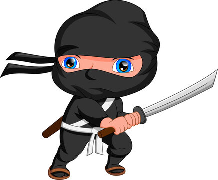 ninja cartoon posing and holding a sword