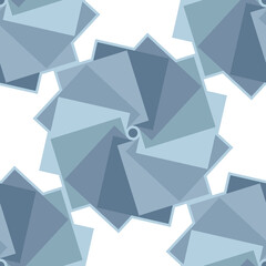 Seamless pattern. Rotation shapes of squares. Gray-blue and gray-green colors.