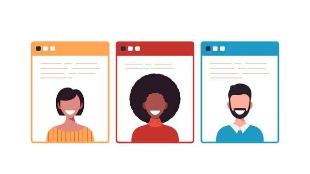 Headhunting, recruiting people. Business HR concept motion animation illustration. Search Candidate to hire employee or workers for job. 4k video with alpha matte channel