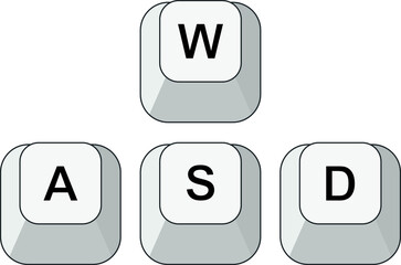 WASD keyboard buttons icon. Game control icon. Vector