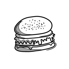 hamburger doodle vector icon. Drawing sketch illustration hand drawn line eps10