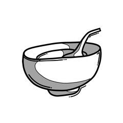 bowl doodle vector icon. Drawing sketch illustration hand drawn line eps10