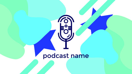 ABSTRACT TEMPLATE PODCAST MICROPHONE FLAT COLOR LIQUID DESIGN BACKGROUND VECTOR. GOOD FOR COVER DESIGN, BANNER, WEB,SOCIAL MEDIA