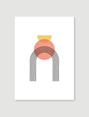 Geometric trendy abstract aesthetic minimalist hand drawn contemporary poster. Modern art ideal for wall decoration, interior poster design. Modern vector illustration.