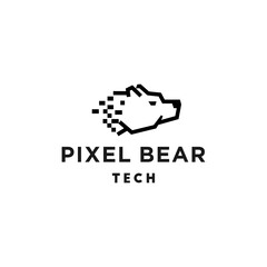 Pixel bear logo design vector, abstract tech polar bear icon design concept