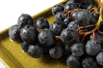 Fresh dark red grapes close up