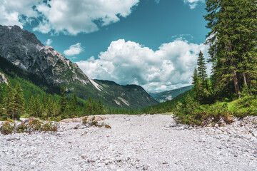 Panoramic view of the Sexten Dolomites, Italy.