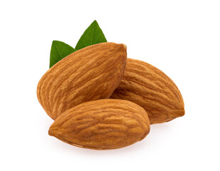 Almond nuts isolated on white background