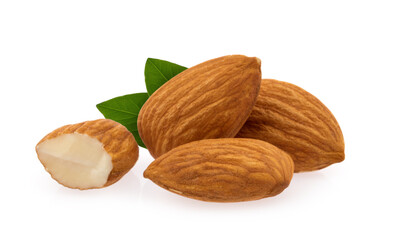 Almond nuts isolated on white background