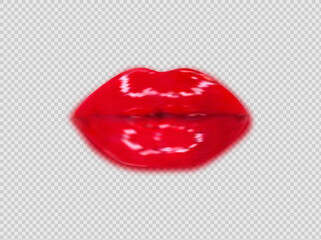 Realistic female open mouth with lips covered with shiny gloss vector illustration.