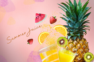Summer Juice Concept on Colorful Background