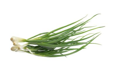 bunch of green onions isolated without shadow clipping path
