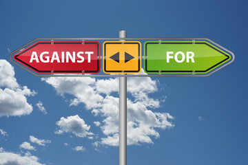 Against For Plan A B concept road sign arrow illustration 
