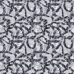Seamless monochrome abstract geometric pattern. Black and white mosaic, stains, fragments. Perfect for sporting goods and equipment, wallpaper, t-shirts, youth clothing, fabrics, decor, bags