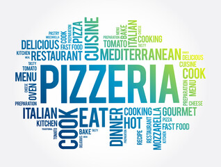Fototapeta premium Pizzeria word cloud collage, food concept background