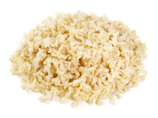 Cooked Wholegrain Rice on white Background Isolated