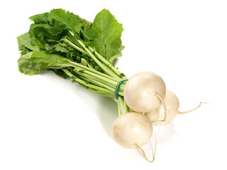 Fresh Vegetables - White Turnips on white Background Isolated