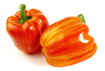 Fresh Vegetables - Red Orange striped Peppers on white Background Isolated