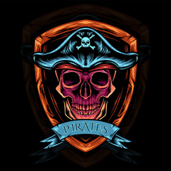 skull head pirates illustration