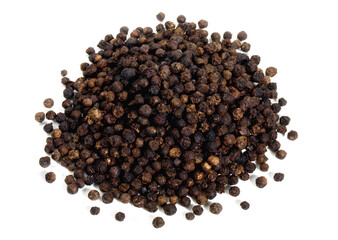 Black Peppercorns on white Background Isolated