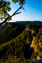 Spring sunrise in Salt De Coromina waterfall, La Garrotxa, Spain