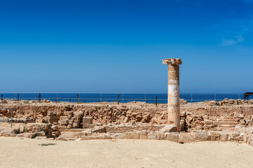Old ruins in Kato Paphos Archaeological Park in Cyprus island