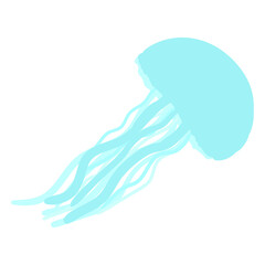 Vector Icon  Marine Blue jellyfish isolated 