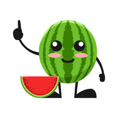 vector illustration of cute watermelon fruit or character have good idea. cute watermelon fruit Concept White Isolated. Flat Cartoon Style Suitable for Landing Page, Banner, Flyer, Sticker.