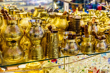 Colorful souvenir utensil for sale at the bazaar in Turkey