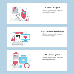 Cardiac surgery, Interventional cardiology, Heart transplant.