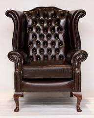Vintage Leather Wingback Armchair