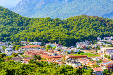 Fototapeta premium Aerial view of the Kemer town. Antalya province, Turkey