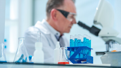 Fototapeta premium close up. scientist conducts research in the laboratory.