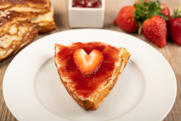 Breakfast with lye roll and strawberry jam