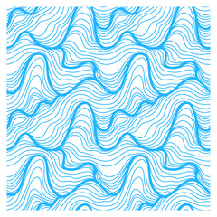 Horizontal pattern of blue waves hairs. Design for backdrops and colouring book with sea, rivers or water texture. Figure for textiles. 