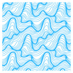 Horizontal pattern of blue waves hairs. Design for backdrops and colouring book with sea, rivers or water texture. Figure for textiles. 