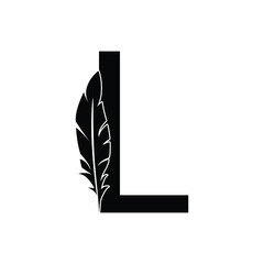  letter L. feather letters. Vintage ornament initial Alphabet. Logo vector  