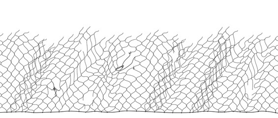 Black fisherman rope net vector seamless texture on white - obrazy, fototapety, plakaty
