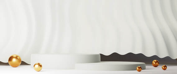 Minimal luxury white design Cylinder box podium in white concrete wall background. Display scene stage platform showcase, product, presentation, cosmetic. 3D render