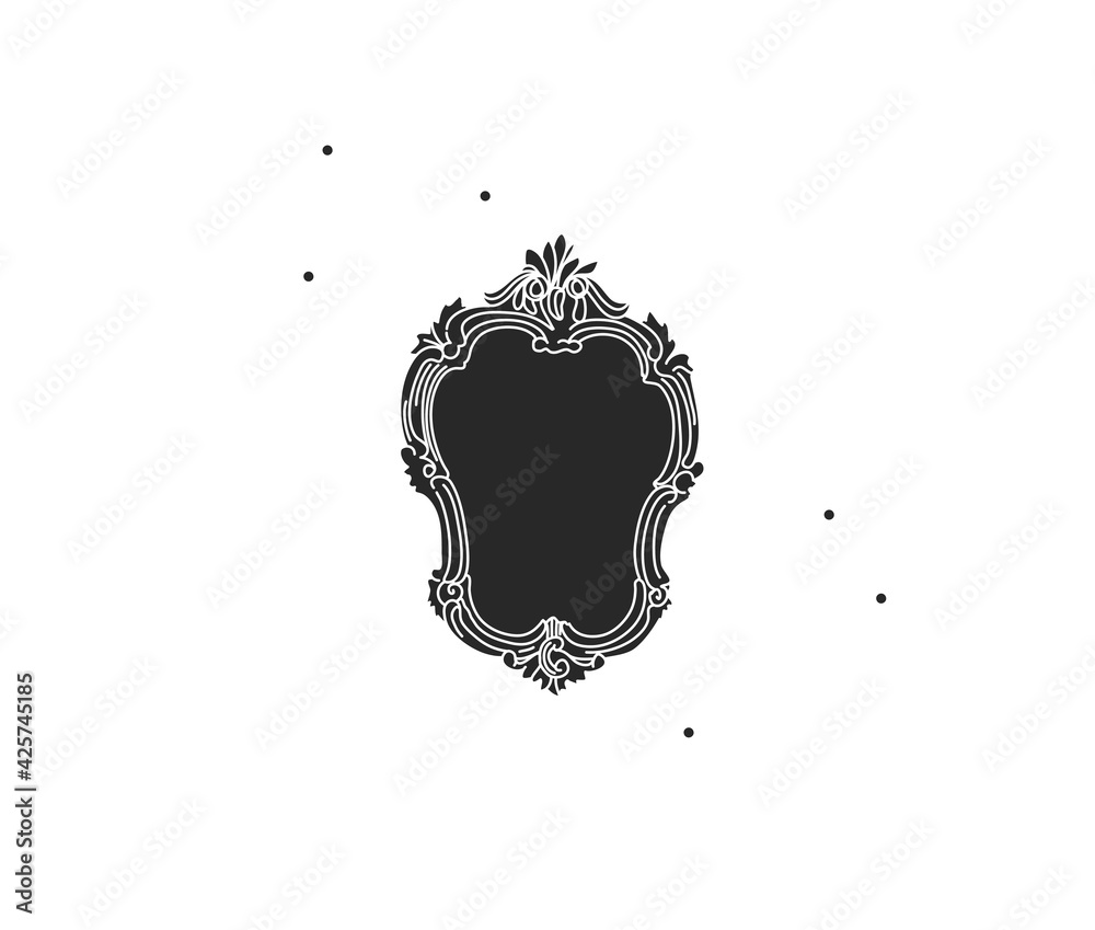Canvas Prints hand drawn vector abstract stock flat graphic illustration with logo element of magic frame mirror s