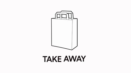 Vector Isolated Black and White Take Away Bag Icon or Sign