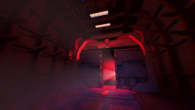 Opening gates of the fallout shelter. 3D animation and illustration