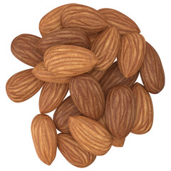 High Angle View Of Almonds On White Background