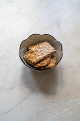 Freshly Baked Organic Homemade Almond Pulp Crackers from Almond Milk.