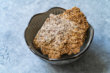 Freshly Baked Organic Homemade Almond Pulp Crackers from Almond Milk.