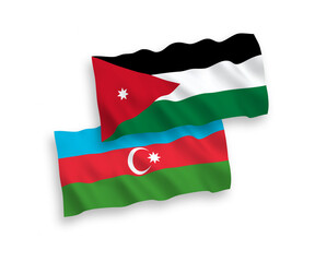 Flags of Hashemite Kingdom of Jordan and Azerbaijan on a white background