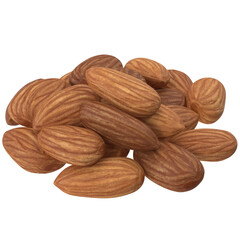 Almonds on white background.